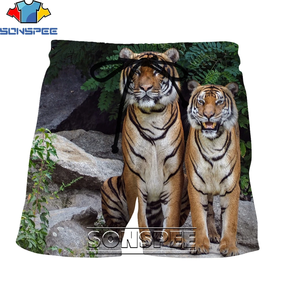 

SONSPEE Fashion Tiger Pattern Series 3D Printing Men's Shorts Summer Creative Personality Tops Hipster Animal Pattern