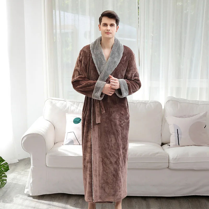 Ночная рубашка для пар банный халат из кораллового флиса Мужская пижама длинный