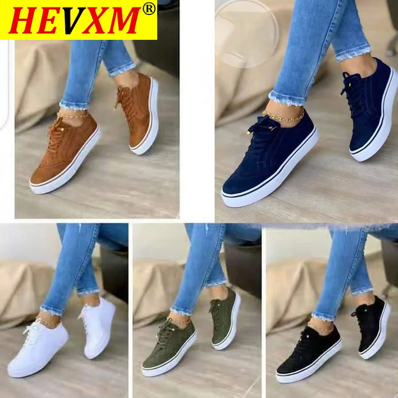 

Women Shoes Lace Up Ladies Flats Flock Female 2021 Spring Vulicanized Shoes Fashion Woman Sneakers Shallow New Fashion