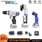 Беспроводная литиевая перезаряжаемая двухскоростная дрельпривод NEWONE 12 В и угловая шлифовальная машина со светодиодный ным фонариком