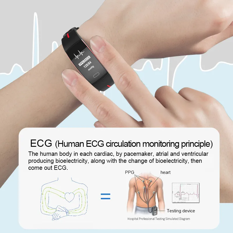H66 крови Давление Смарт монитор сердечного ритма PPG браслет ЭКГ P3 плюс й фитнес
