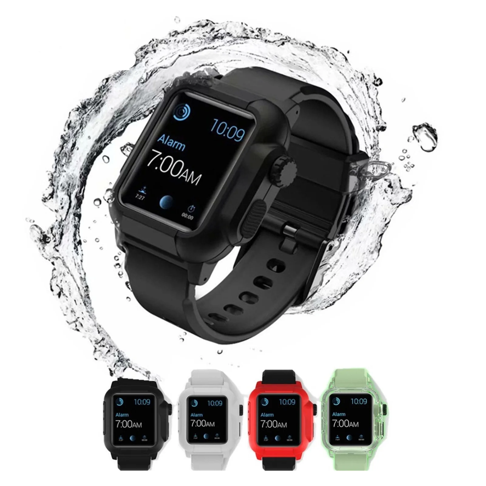 

Silicone Band Case; For Apple Watch Case Series 6 se 5 4 3 2 Waterproof Sports 44mm 42mm 40mm Strap Shockproof Frame transparen