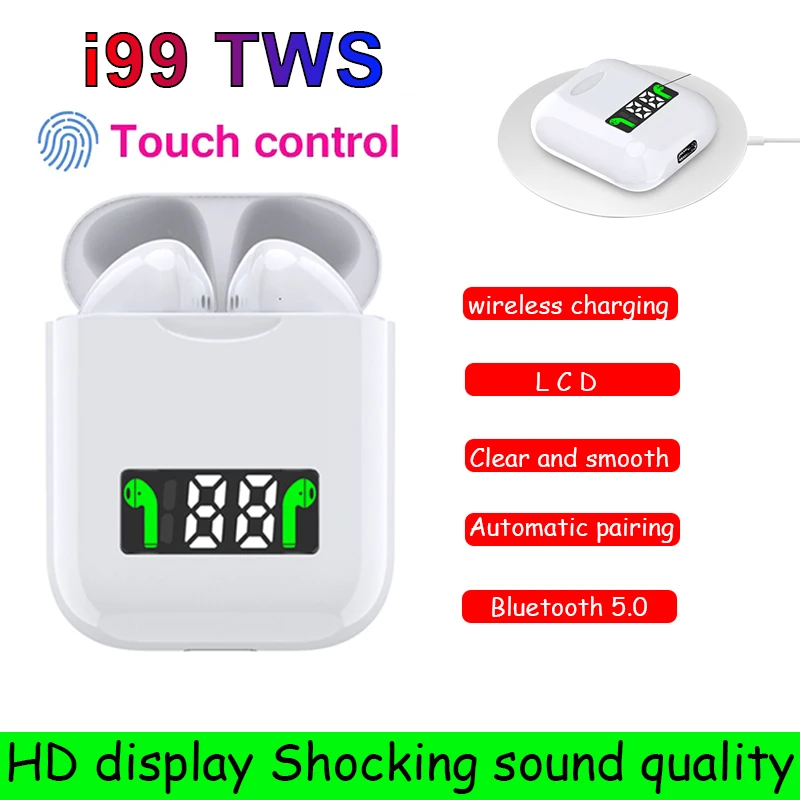 I99 Tws Мини Всплывающие беспроводные бас стерео bluetooth наушники Tap control с зарядным