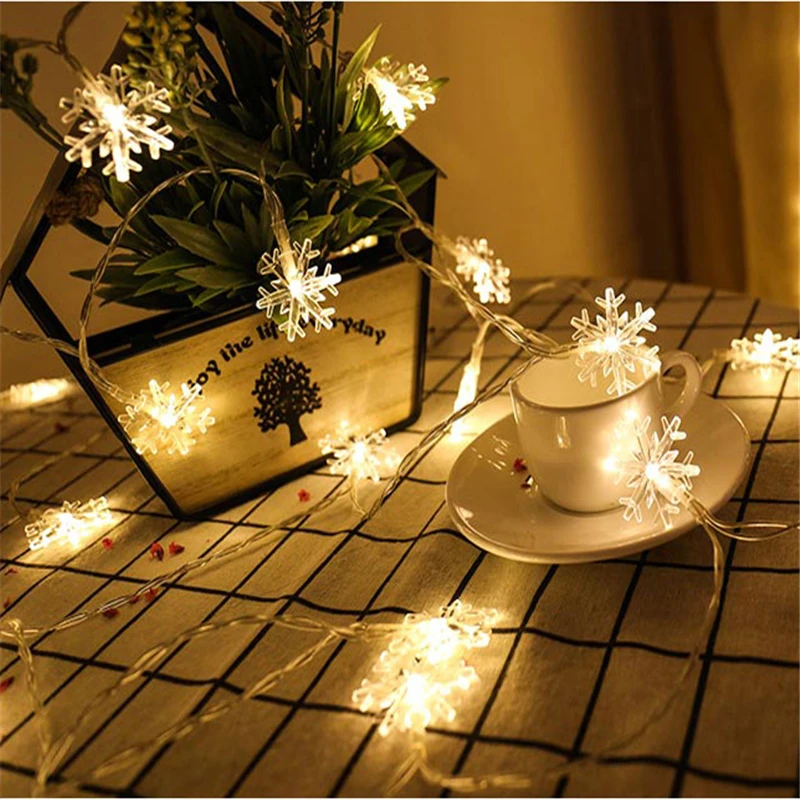 

3M 20 LED Snowflake Light String Twinkle Garlands Battery Powered Christmas Lamp Holiday Party Wedding Decorative Fairy Light