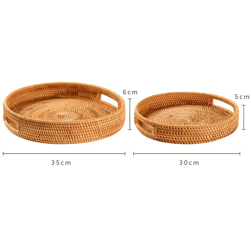 Ротанговые ручные круглые высокие стенки отрубной лоток для хранения еды