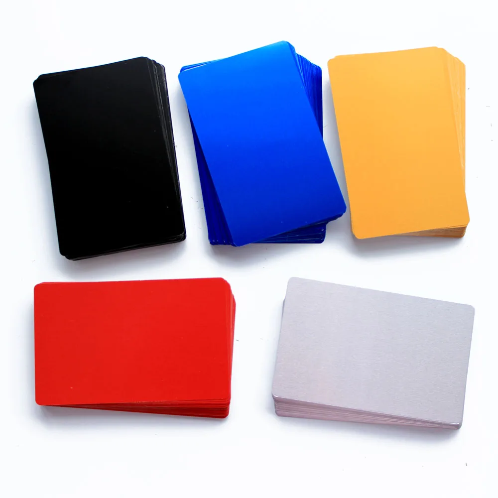 

100 Pcs Metal Business Cards aluminum alloy Blanks Card for Customer Laser Engraving DIY Gift Cards 10Colors Optional