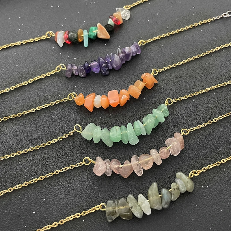 

Женский браслет-цепочка из натурального камня, с кристаллами