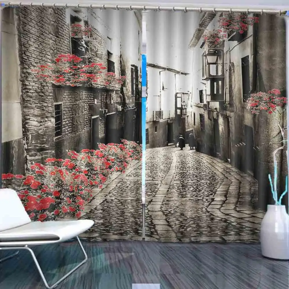 

custom home decor curtains Architectural landscape Living room bedroom 3D photo curtains 3d 2019