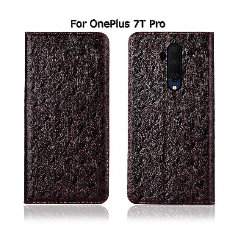 Чехол с текстурой страуса для Oneplus 1, 2, 3, 3, T, 5, 5, 6, 7, 7T Pro X, чехол с откидной подставкой, отделениями для карт, чехол для телефона из натуральной кожи
