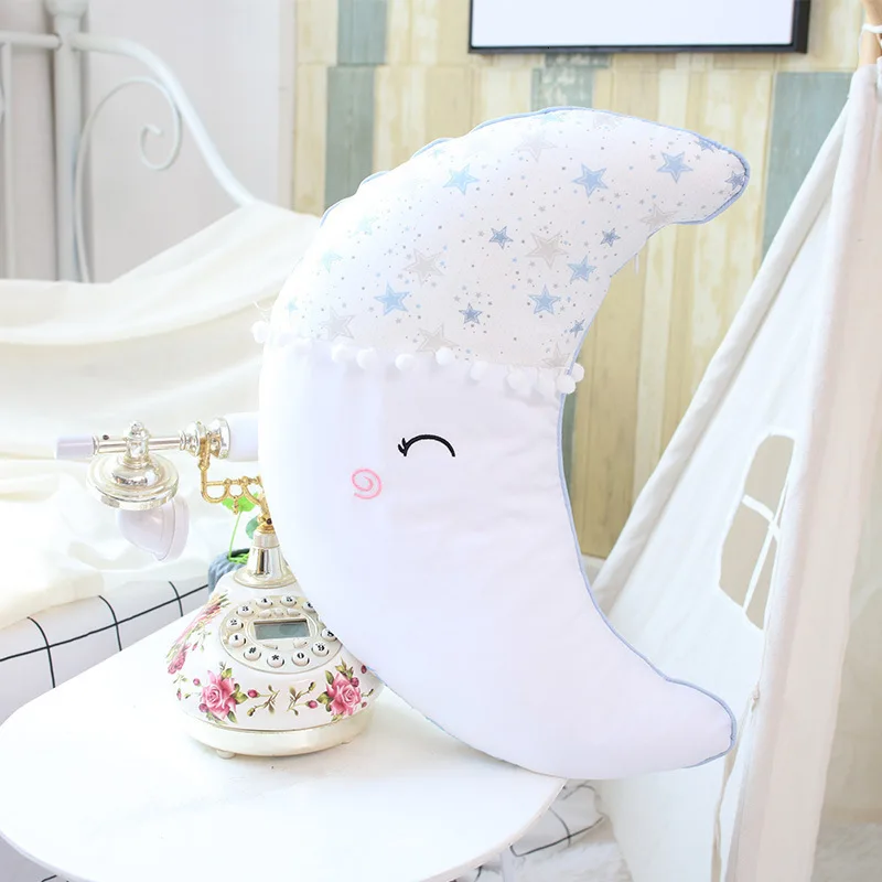 Koodykids/хлопковая Подушка с облаком для детской комнаты, украшение для детской комнаты, подушка с Луной и звездой для маленьких мальчиков и девочек, декор для детской комнаты