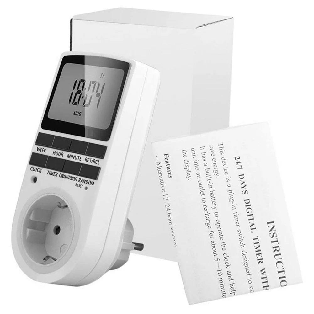 

230V LCD Display Digital Timer Switch Electrical Outlet Countdown EU Plug