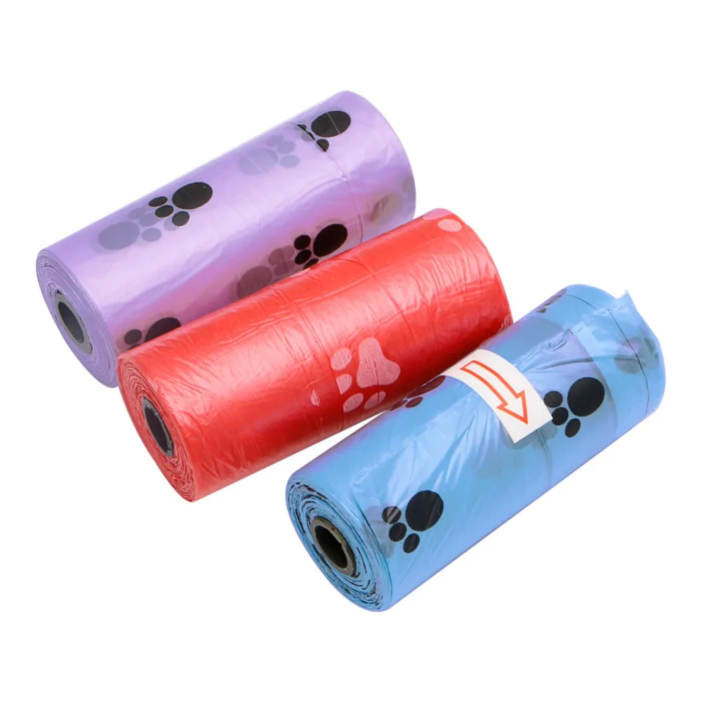 NEW Multicolor 1Roll/15PCS Pet Dog Waste Poop Bag Poo Printing Degradable Clean-up | Дом и сад