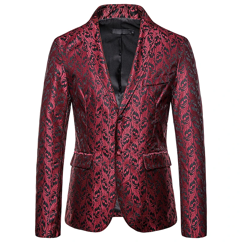 Мужской пиджак с вышитыми цветами повседневный однотонный в английском стиле