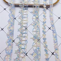 barcode lace yellow blue thread polyester embroidery water soluble handmade clothing accessories bow knot star fabric