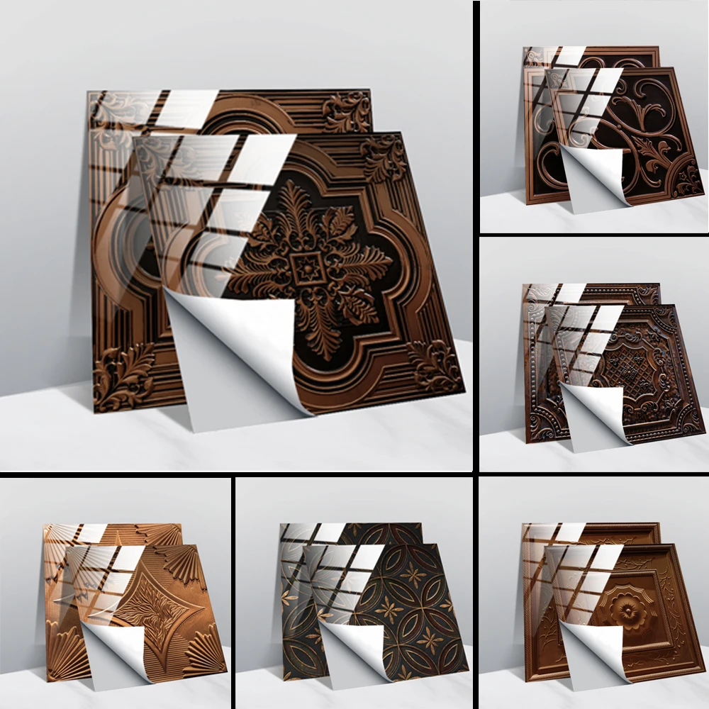 

Античная коричневая наклейка на плитку, водостойкая маслостойкая наклейка, винтажная Настенная Наклейка для ванной, кухни