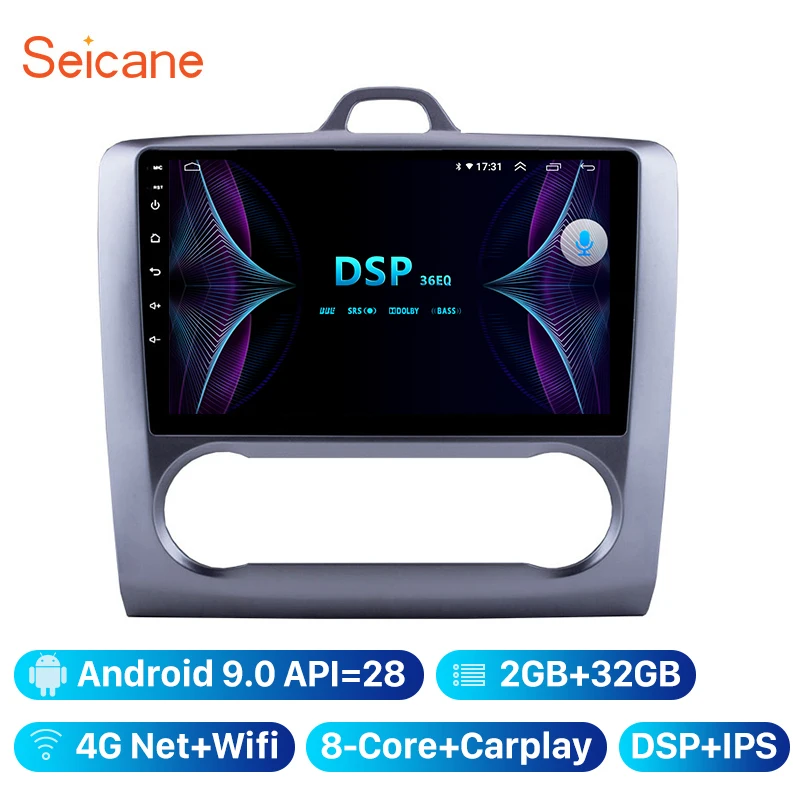 Автомагнитола Seicane 2 Гб ОЗУ GPS навигация 2.5D IPS сенсорный экран 8 ядер 4G для Ford Focus Exi AT