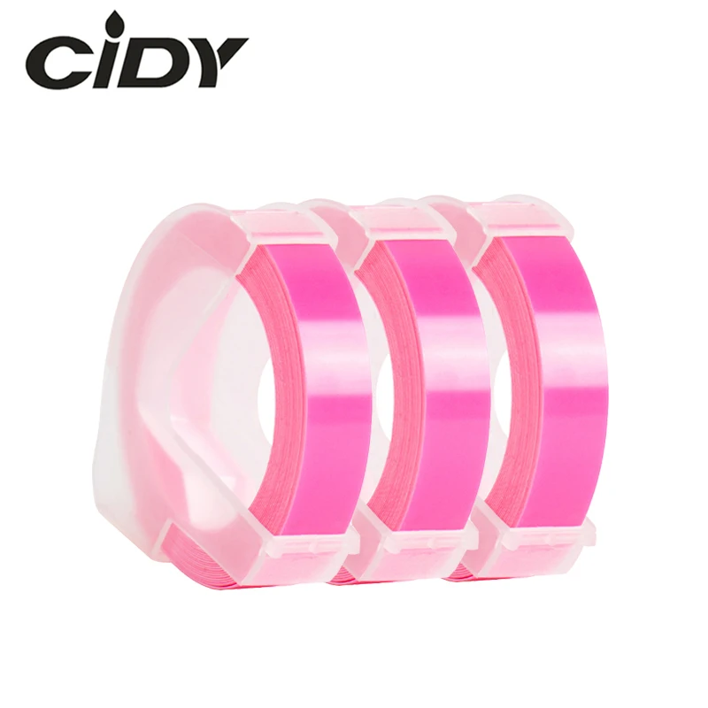 

CIDY 3 rolls 9MM Dymo 3D Plastic Fluorescent Pink Embossing Tape for Embossing Label Maker DYMO 1011 1610 12965 MOTEX E101