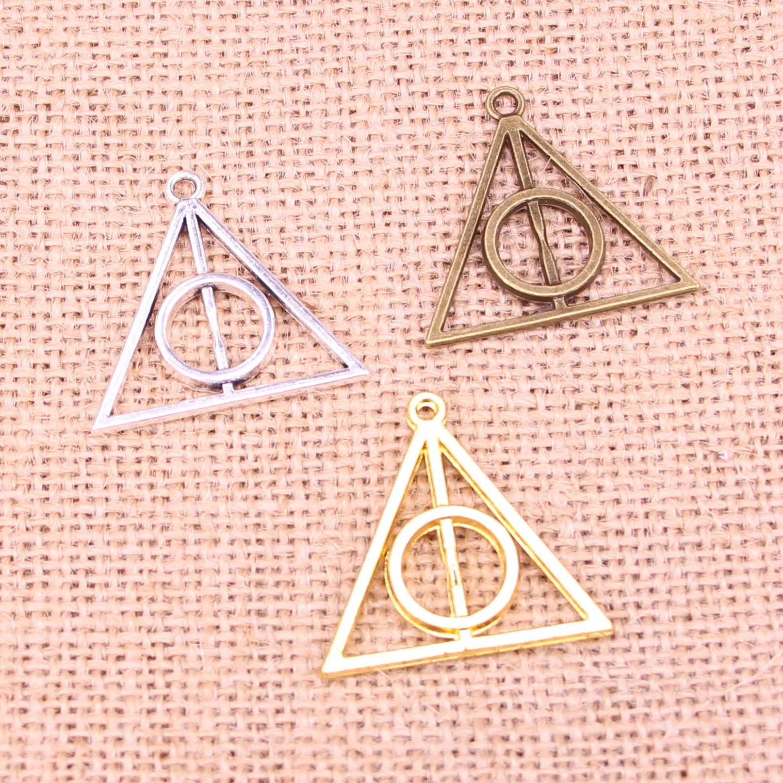 8pcs Charms deathly hallows Antique Making pendant fit Vintage Tibetan Silver jewelry DIY bracelet necklace 32mm | Украшения и
