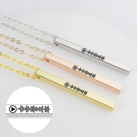 custom music scan code necklace personalized letters square bar necklace engraved words pendant necklace gift