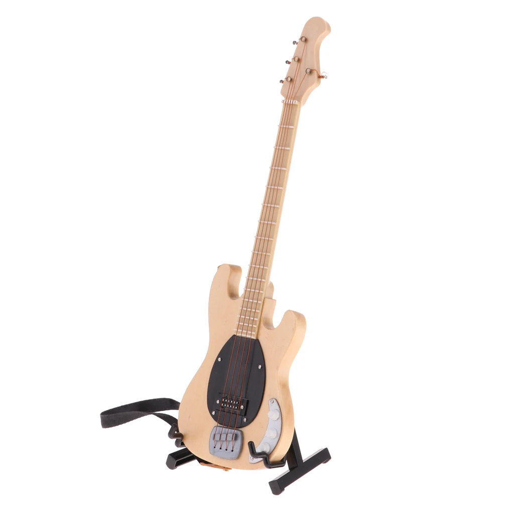 

1/6 Wooden Electric Bass Guitar For 12" Action Figures Dolls House Decor #2