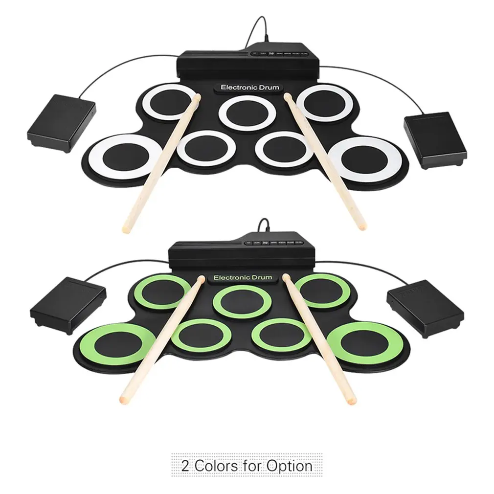 Портативный электронный цифровой USB 7 колодки рулон барабана набор силиконовые