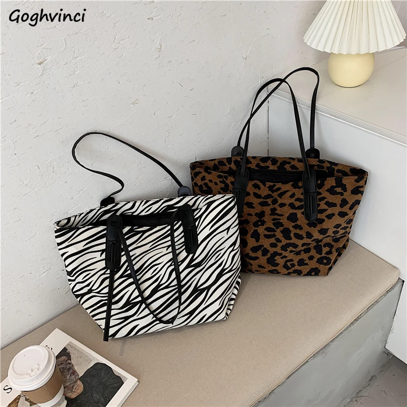 

Shopping Bags Women Fashion Vintage Zebra Leopard Pattern Women Shopper Shoulder Bag Retro Female Underarm Totes Large Capacity