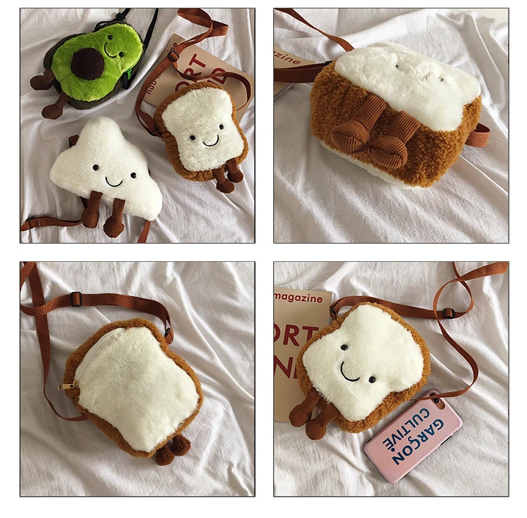 Small Crossbody Shoulder Bags For Girls Cute Cartoon Toast Toy Fruit Shape Avocado Wallet Designer Clear Purse And Handbags