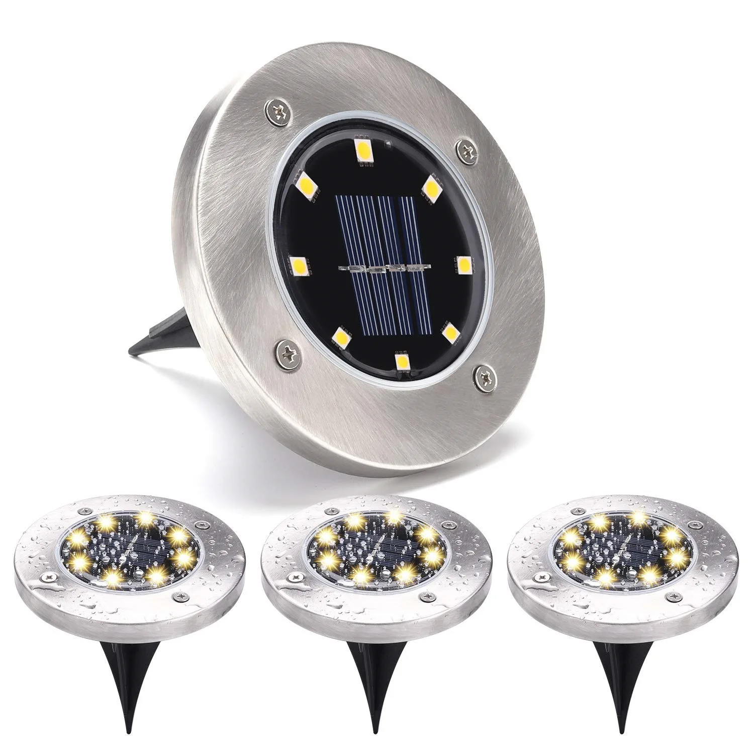 Solar Powered Deck Lights Solar Path Lights 8/20 LED Solar Power Buried Light Ground Lamp Outdoor Path Way Garden Decking Lamps