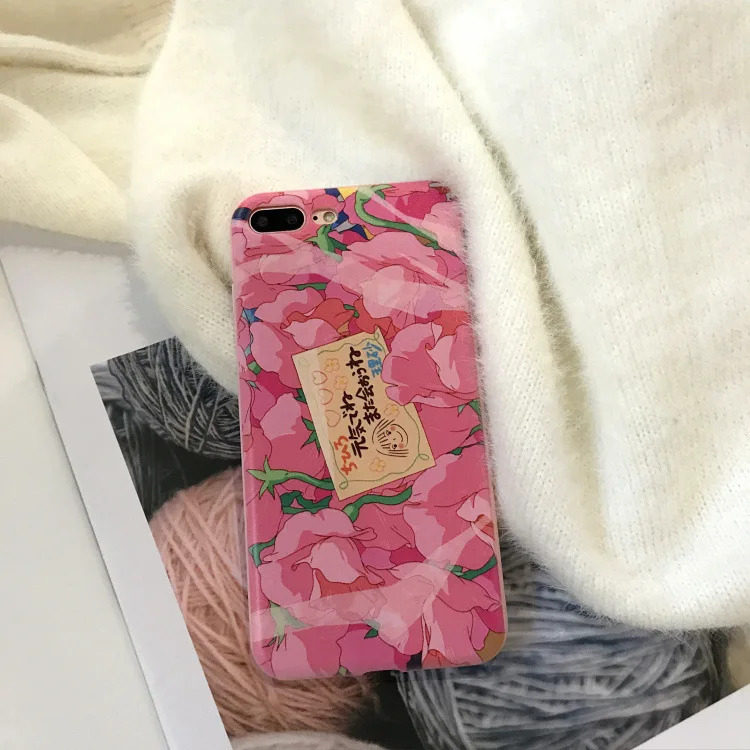 Kawaii Japanese Pink Flowers Phone Case For iPhone 7 8 Puls 6 6S X Cases Soft Silicone Back Cover Coque Fundas Capa | Мобильные