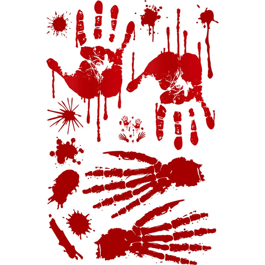 

20 Pcs Bloody Handprint Footprint Horror Bathroom Zombie Party Halloween Decorations Window Decals Floor Wall Stickers Decor