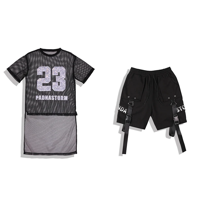 

Hip Hop Dance Costumes Kids Stage Performance Clothing Girls Boys Modern Street Dancing Fashion Mesh Top Tooling Pants DN5912