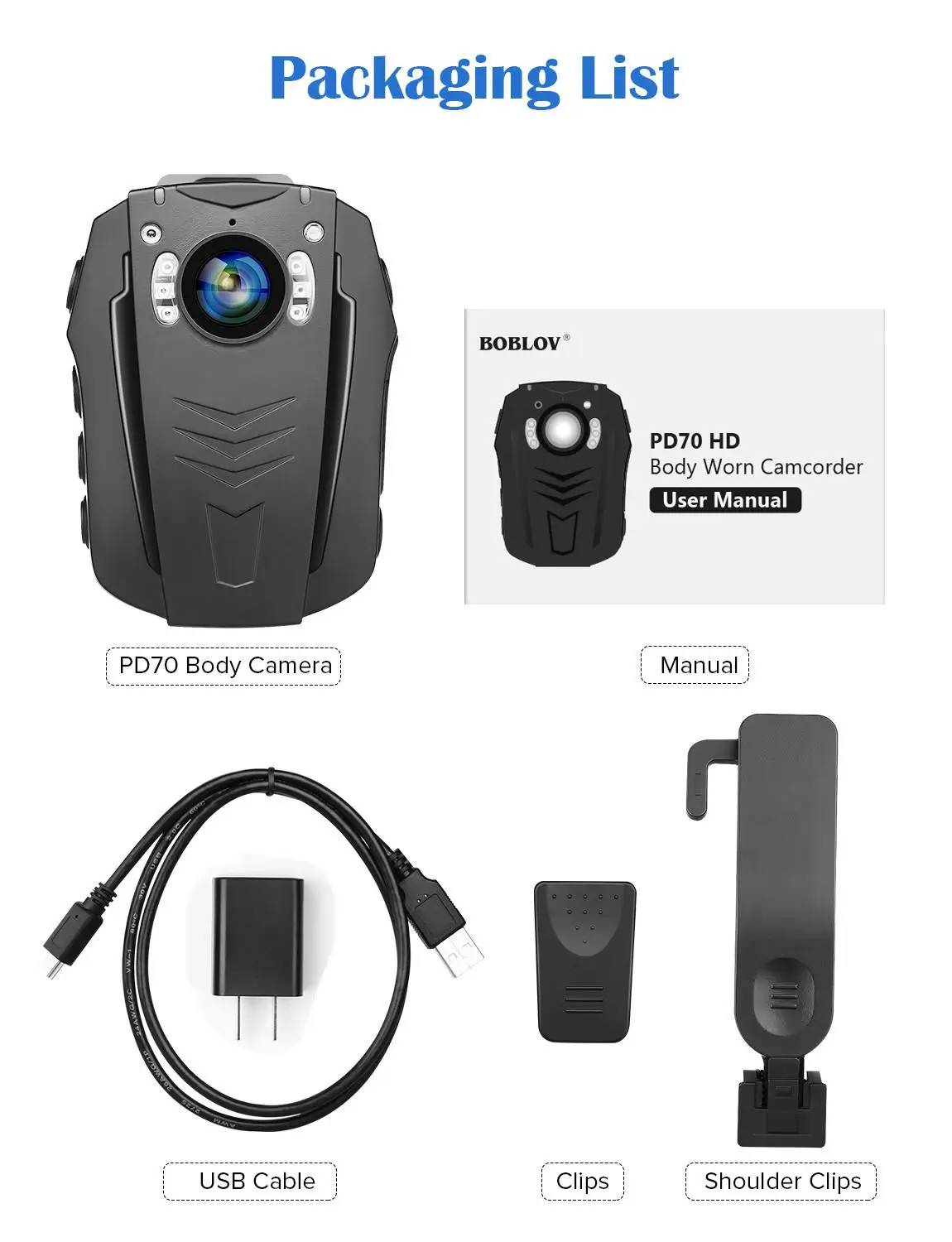 Полицейская камера BOBLOV PD70 с Wi-Fi 1296P носимый корпус ИК-камера ночного видения