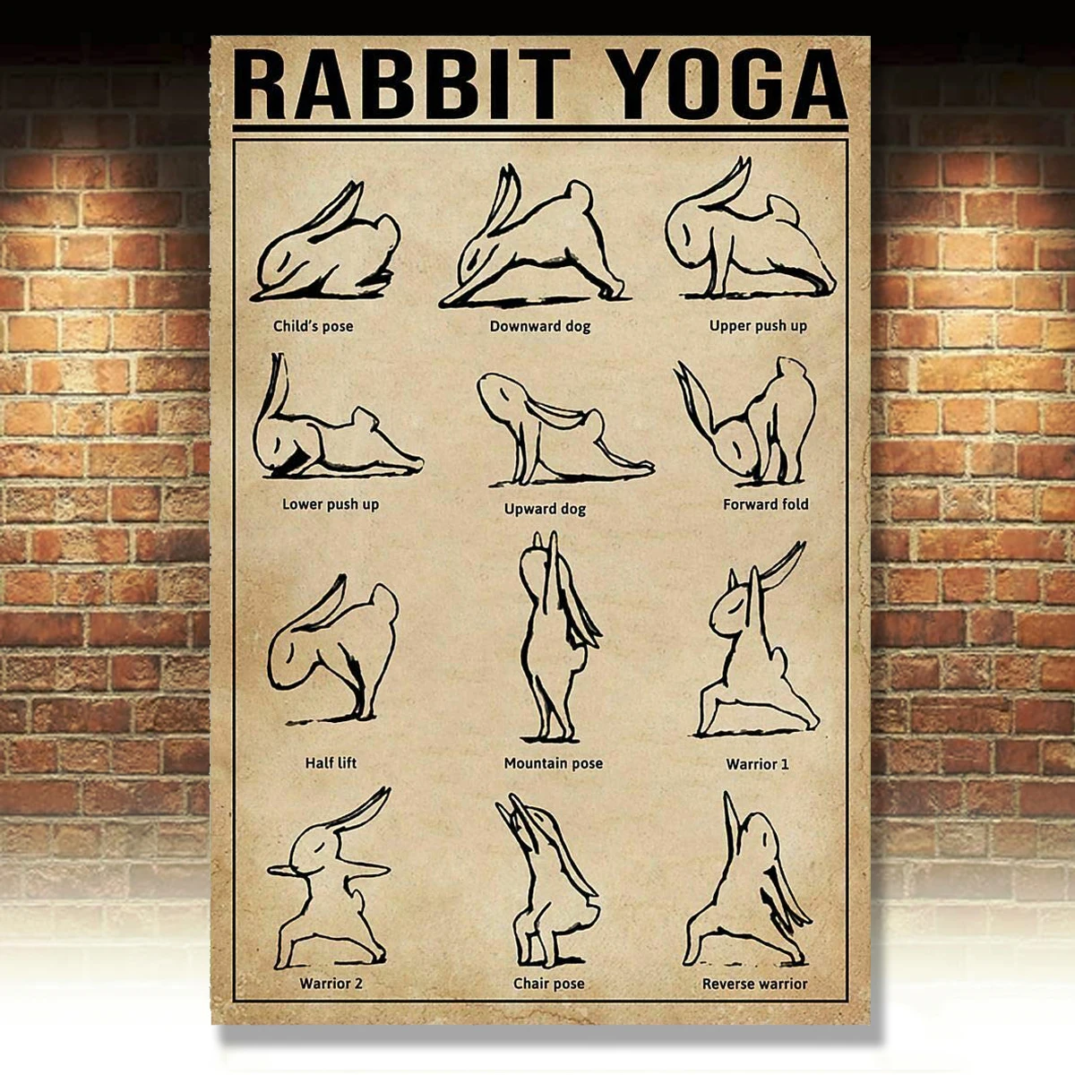 

Rabbit Yoga Metal Sign Garage Street Cafe Bar Club Kitchen Wall Decoration Retro Metal Tin SignBest Gift for Family and Friends