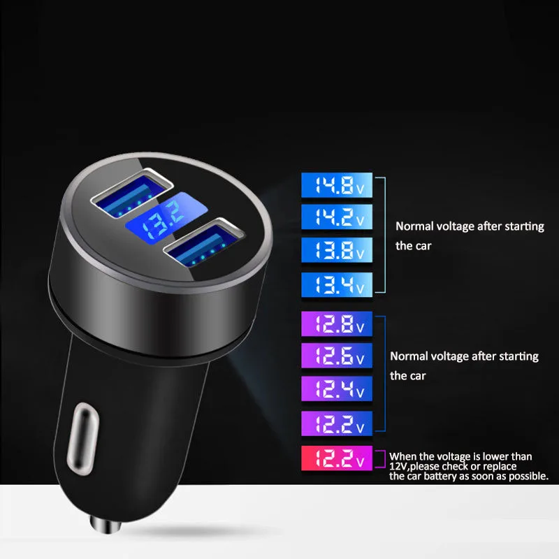 Автомобильное зарядное устройство с двойным USB портом 3 1 А светодиодный дисплей