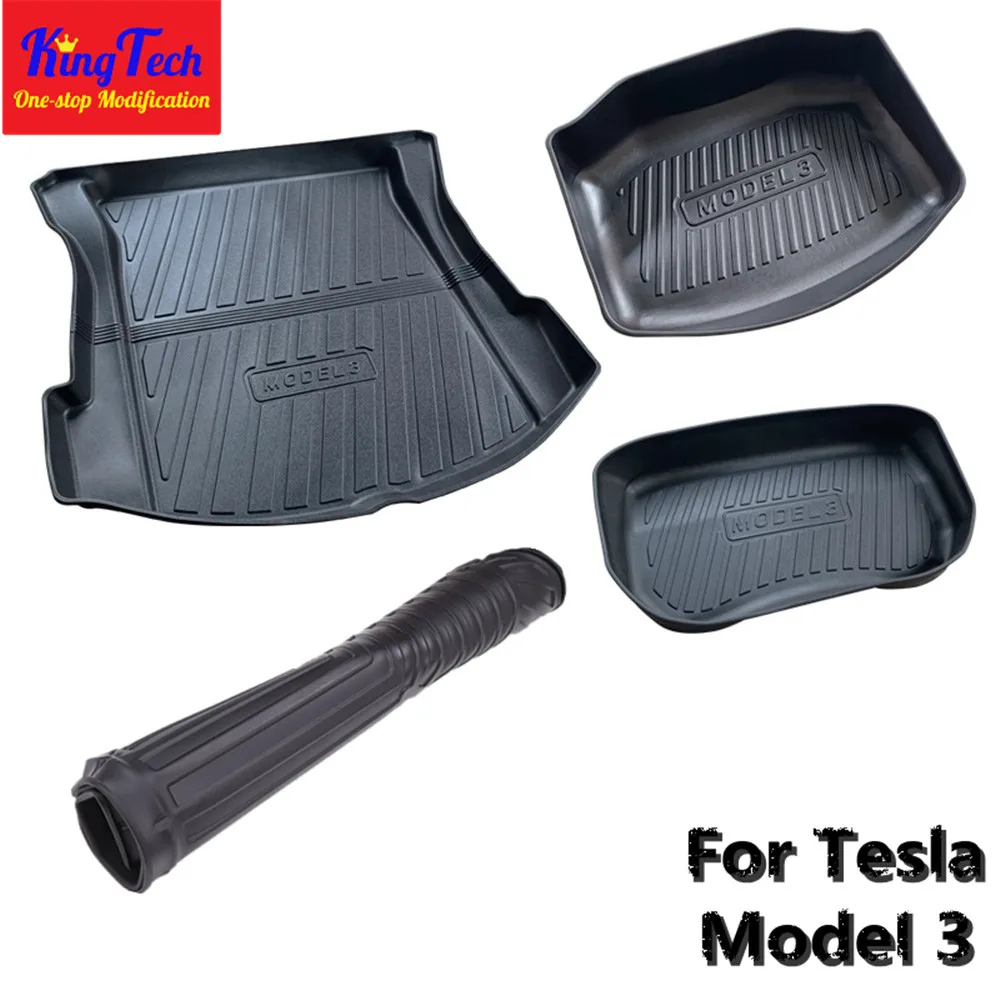 

Car Trunk Floor Mat For Tesla Model 3 Custom Fit Before Cargo Tray Trunk Black Rubber Water-proof Boot Pad Interior Accessories