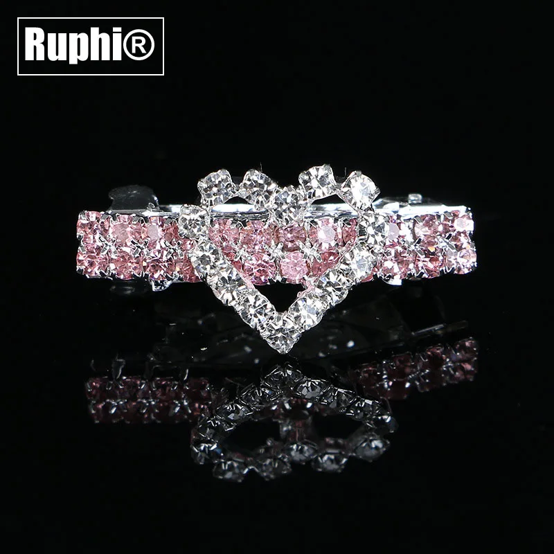 Мини розовые украшения Стразы в форме сердца для домашних животных 6 шт. партии