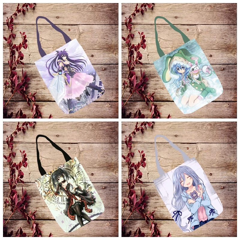 Холщовые сумки на плечо с аниме принтом DATE A LIVE повседневная сумка тоут для