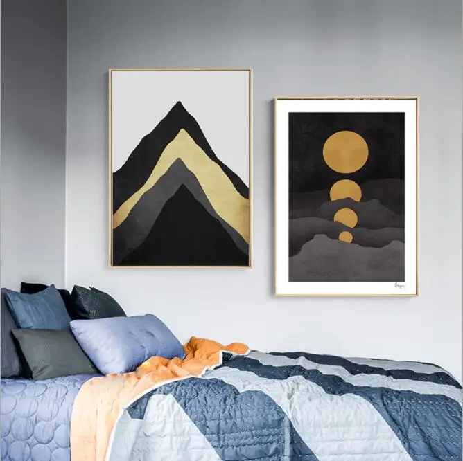 Скандинавские плакаты и принты абстрактный пейзаж горная Луна настенная