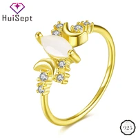 huisept women ring 925 silver jewelry with opal zircon gemstone finger rings accessories for wedding promise banquet party gift