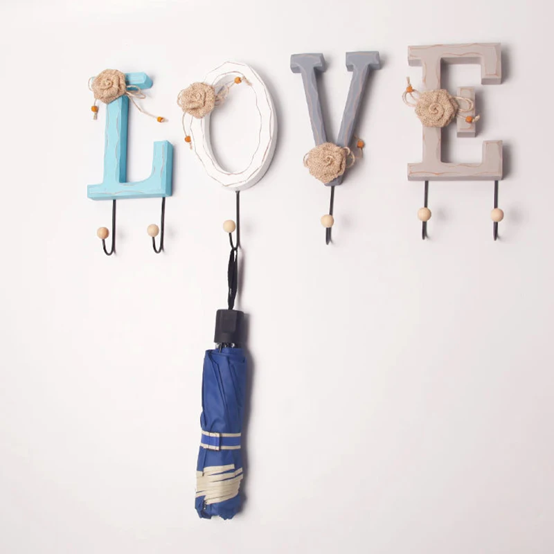 Прочная деревянная Комбинированная Вешалка для одежды с надписью Love домашний