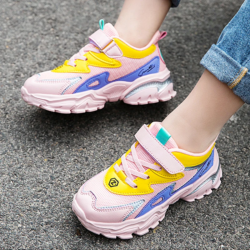 Zapatillas de deporte para ni&ntilde;os, zapatos casuales para ni&ntilde;os, calzado deportivo y para correr, suela antideslizante de EVA de cuero PU colorido a la moda-5