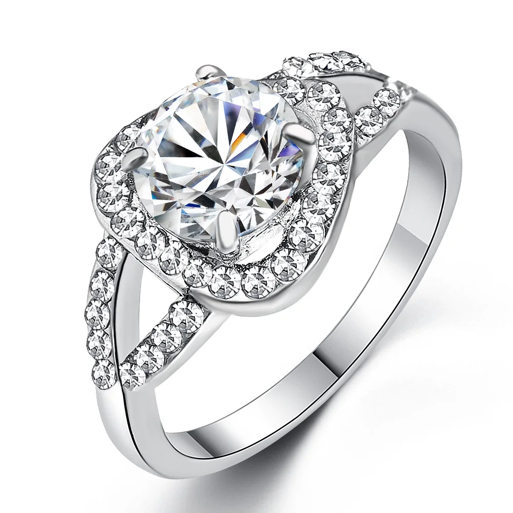 Женские кольца серебряное треугольное круглое циркониевое кольцо новые простые