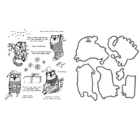 christmas cats clear stamp and dies 2021 new naughty cats stamps for scrapbook diy decoration embossing craft handmade template