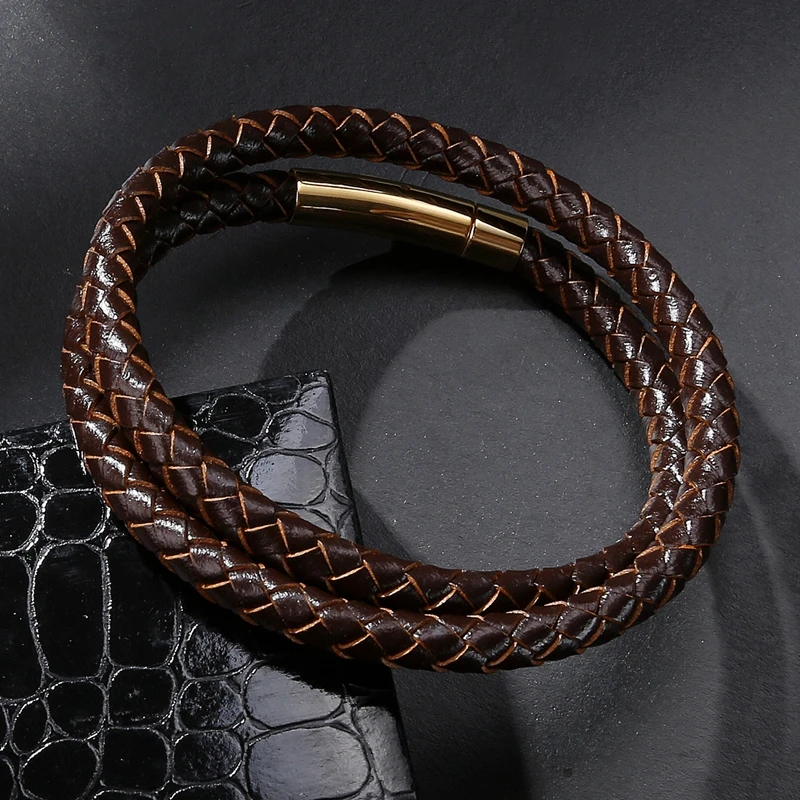 Mozo Fashion Jewelry Для мужчин из натуральной кожи коричневого цвета Rope Chain
