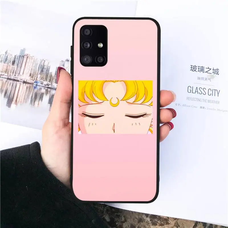 

Cute Cartoon blond girl Moon Phone Case For Samsung galaxy S 7 8 9 10 20 edge A 6 10 20 30 50 51 70 note 10 plus