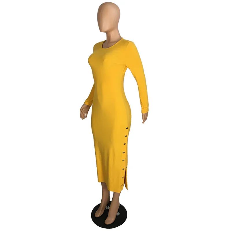 Женское модное Повседневное платье средней длины с боковыми пуговицами и