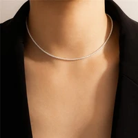 huatang fashion simple silver color chains choker necklace for women charming clavicle chain female party jewelry on the neck