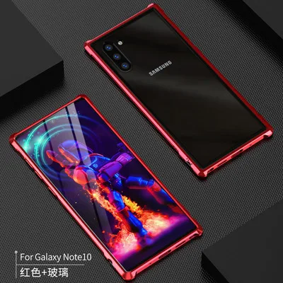 Red note10 Note10plus, Высококачественная ультратонкая металлическая рамка, закаленное стекло, зеркальная оболочка для samsung galaxy note 10 plus, чехол, крышка, note10+ note10 - Цвет: Red note10