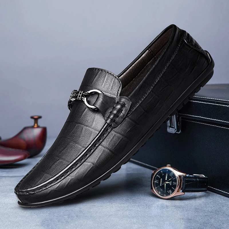 

Новинка 2021 года; Мужская повседневная обувь из натуральной кожи; Роскошные Брендовые мужские лоферы; Мокасины; Дышащая обувь без шнуровки; Цвет Черный; Деловая обувь
