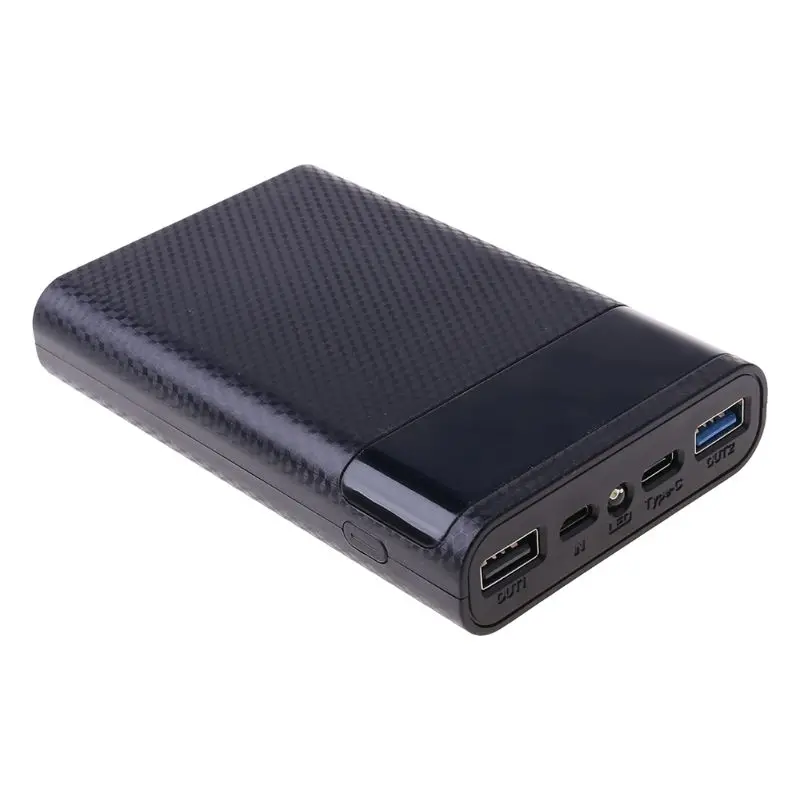 

QC3.0 двойной USB Type-C PD 4x 18650 аккумулятор «сделай сам» чехол для портативного зарядного устройства со светодиодный светильник кой быстрое заряд...